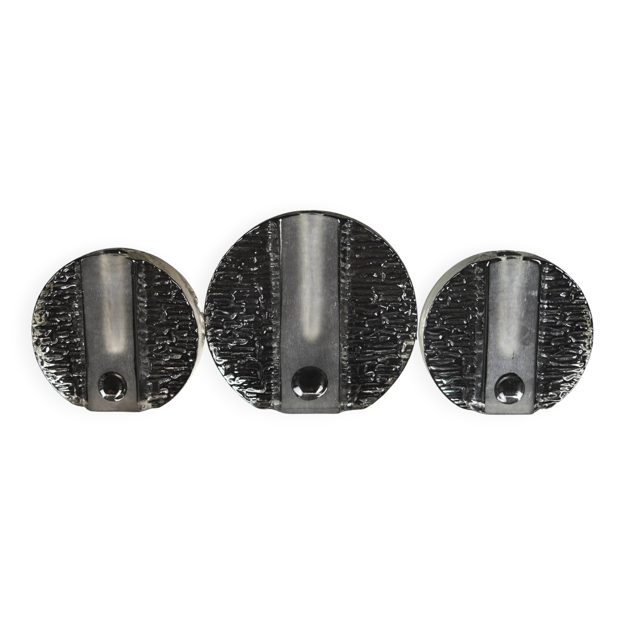 set of 3 round solifleur BLOCK VASES walther glas 60s 70s op art
