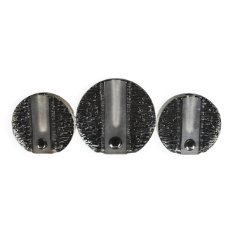 set of 3 round solifleur BLOCK VASES walther glas 60s 70s op art