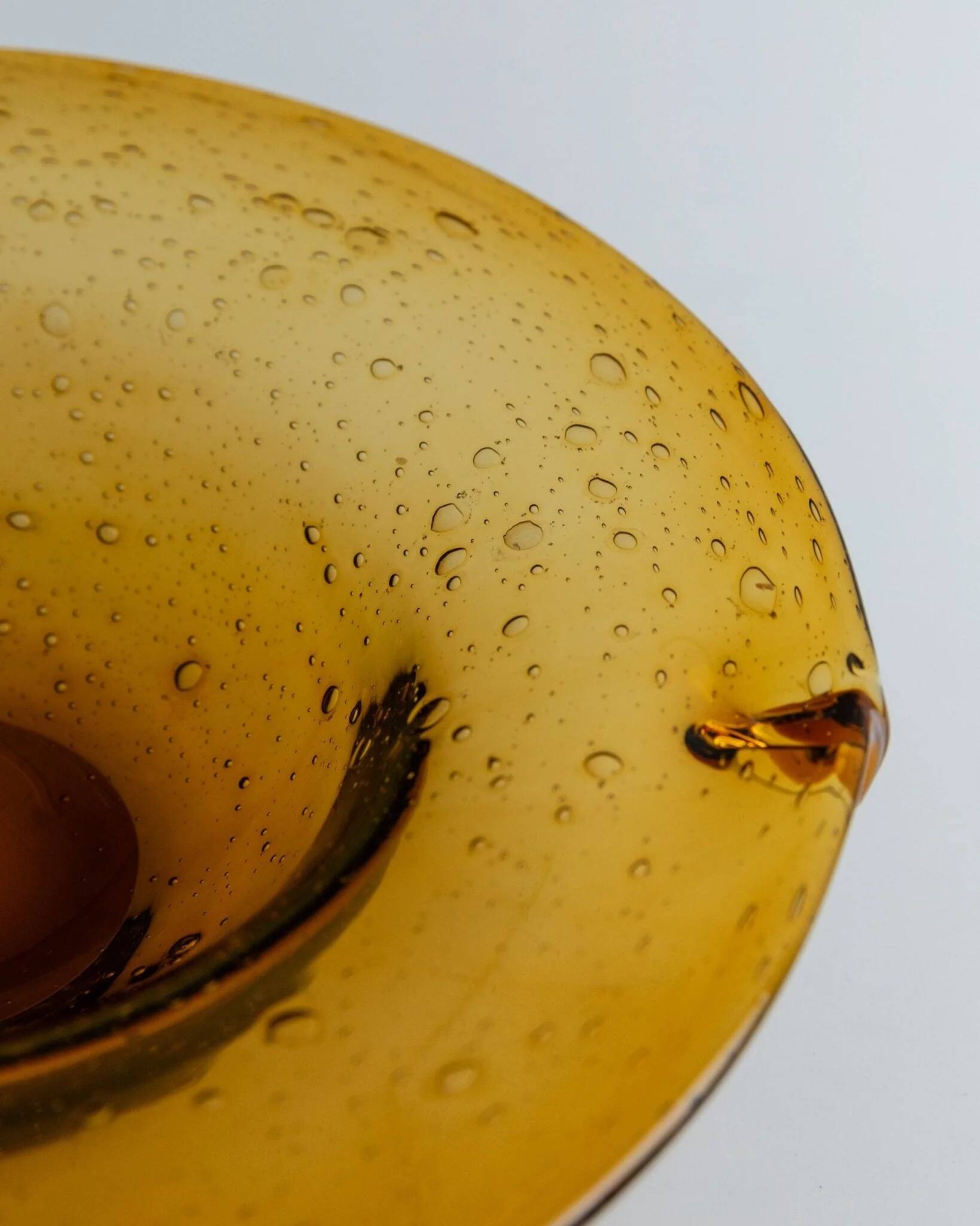 Amber Murano Glass Bowl, Large Vintage 1970s Italian Mid-Century with Bubbles