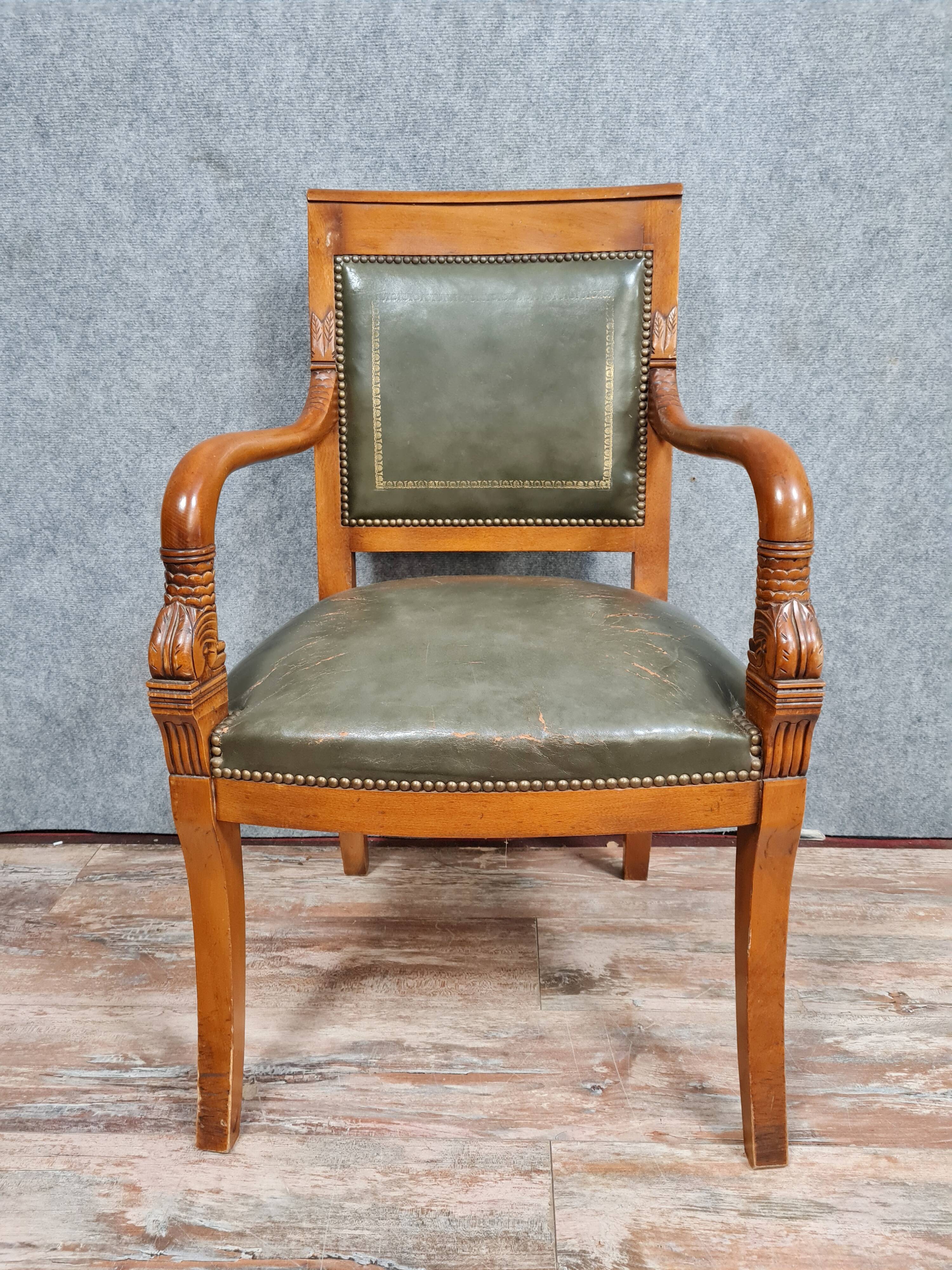 Empire office chair with cherry dolphins circa 1920-1940