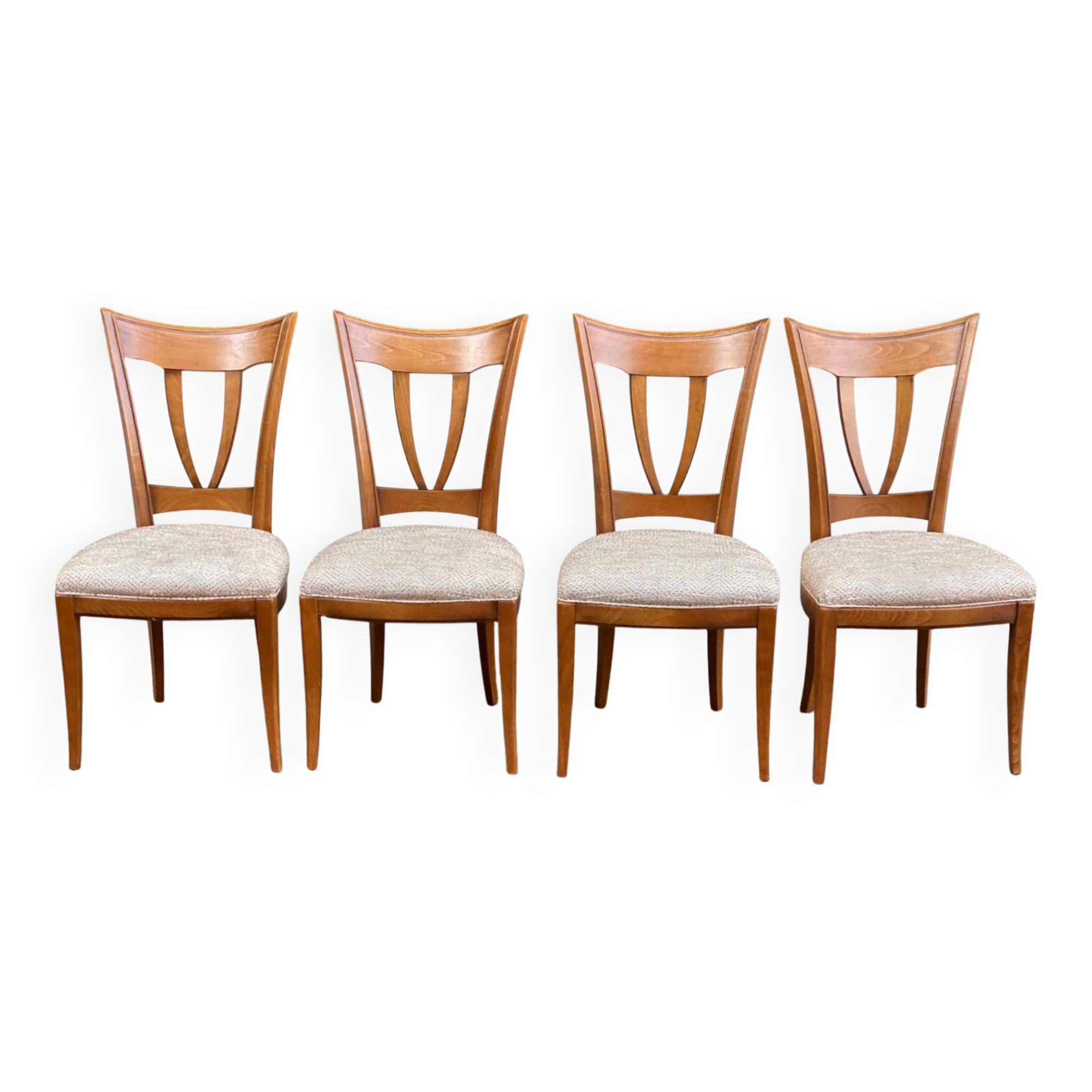 4 solid wood and fabric dining room chairs