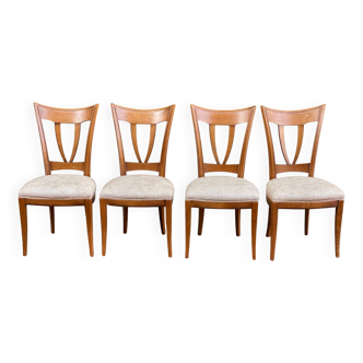 4 solid wood and fabric dining room chairs