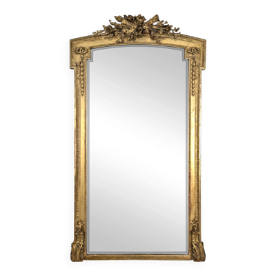 Grand miroir en bois doré de style Louis XVI fin XIXème