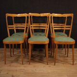 Six Italian  chairs in exotic wood and faux leather