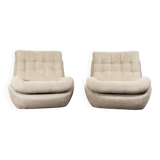 Paire de fauteuils lounge personnalisables Space Age Atlantis en boucle beige 1970'