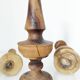 Set of 4 turned wooden candle holders