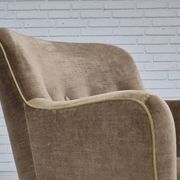 1970s, Danish lounge chair, original condition, furniture velour, beech wood legs.