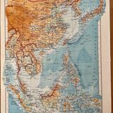 Old map of East Asia and Insulinde from 1945