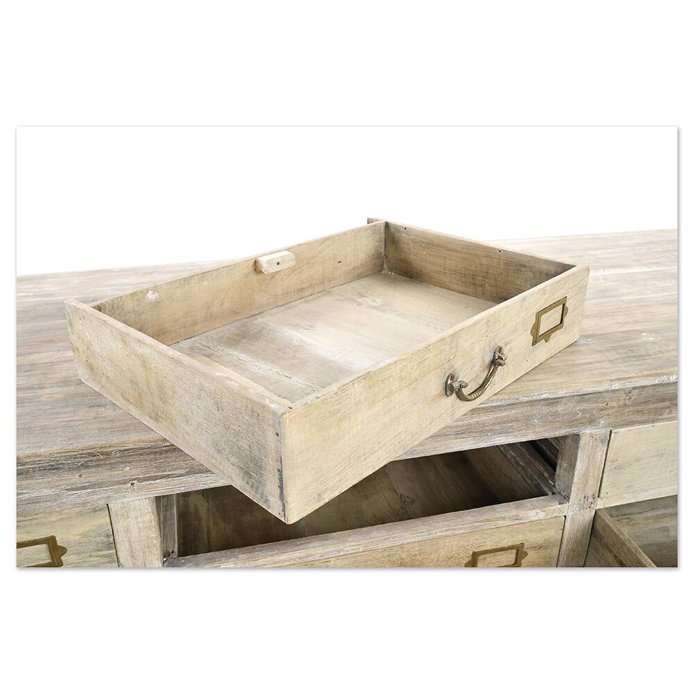 Old wooden sideboard with 18 drawers