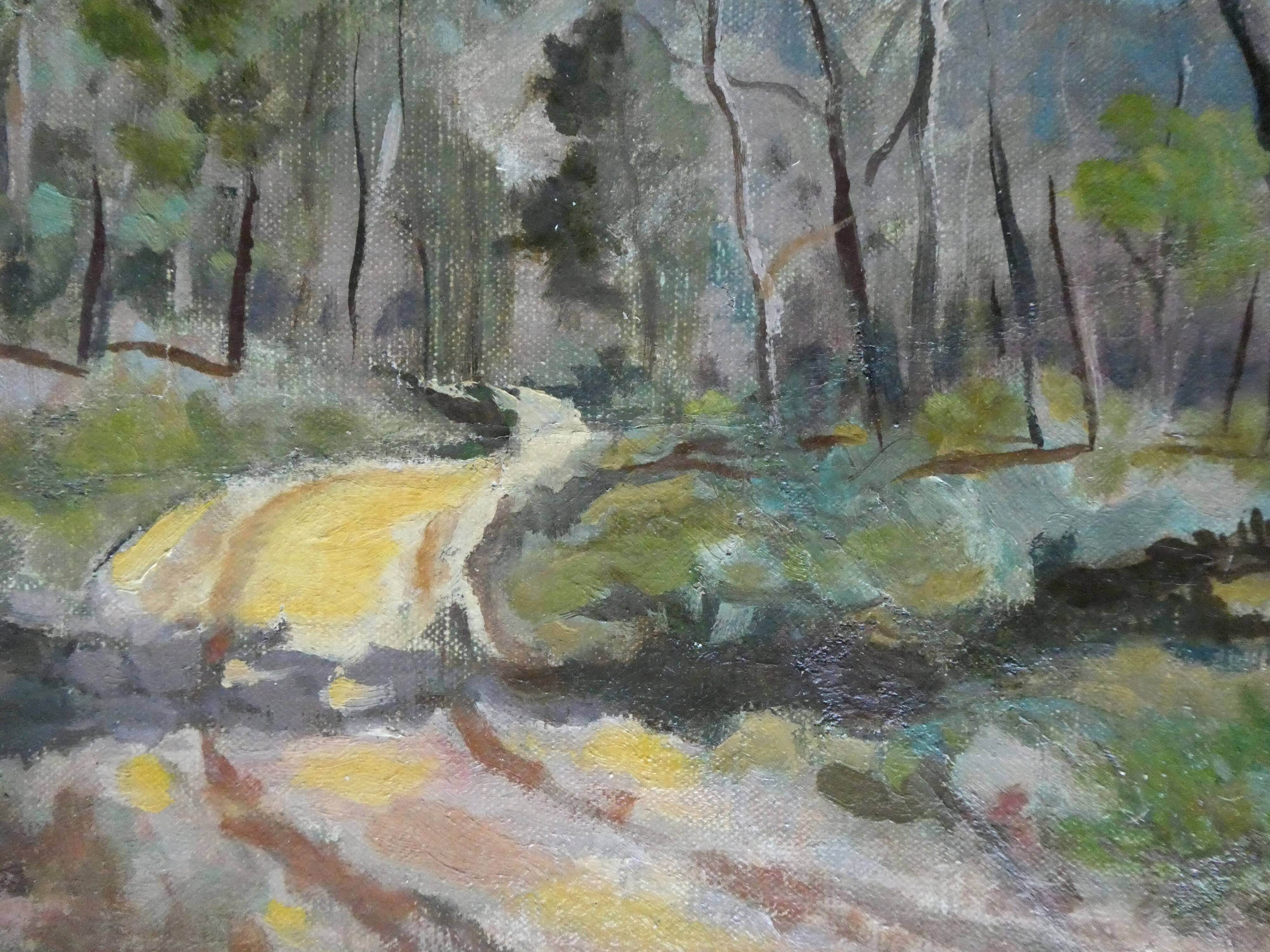 Tableau, huile sur toile, paysage de Provence, la Drome, années 40