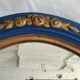 Antique oval mirror, royal blue and gold – rose design – 80 x 52 cm