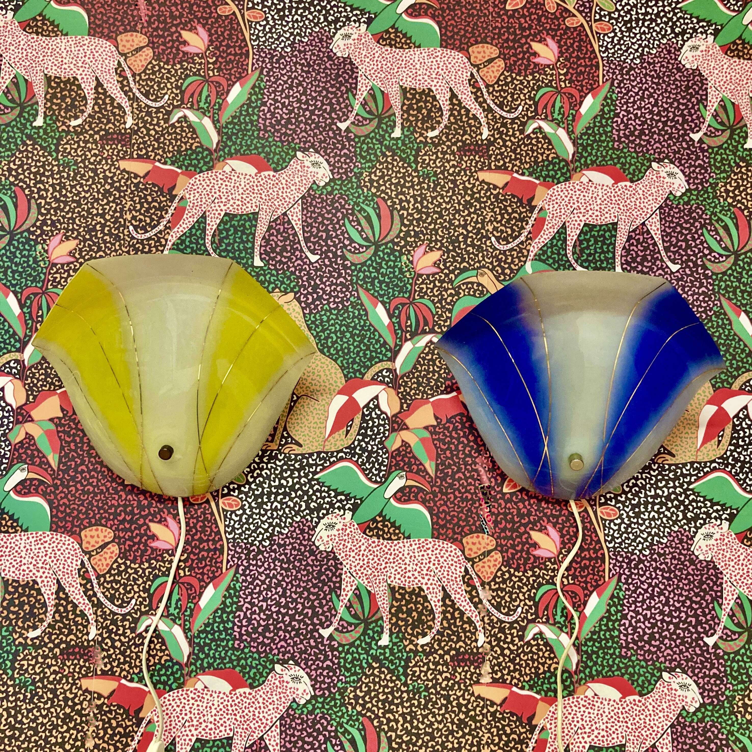 Pair of glass wall lights, Scandinavian design, 1950s.