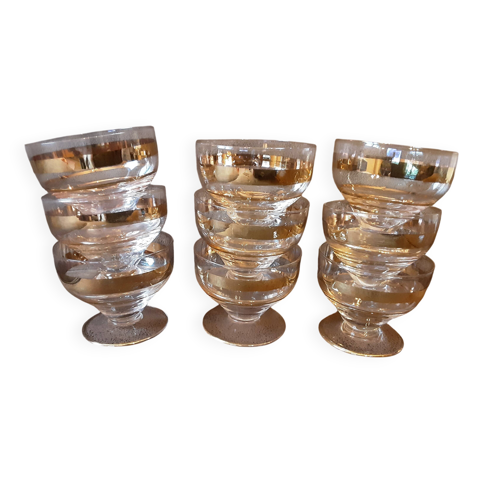 Set of 9 vintage digestif glasses