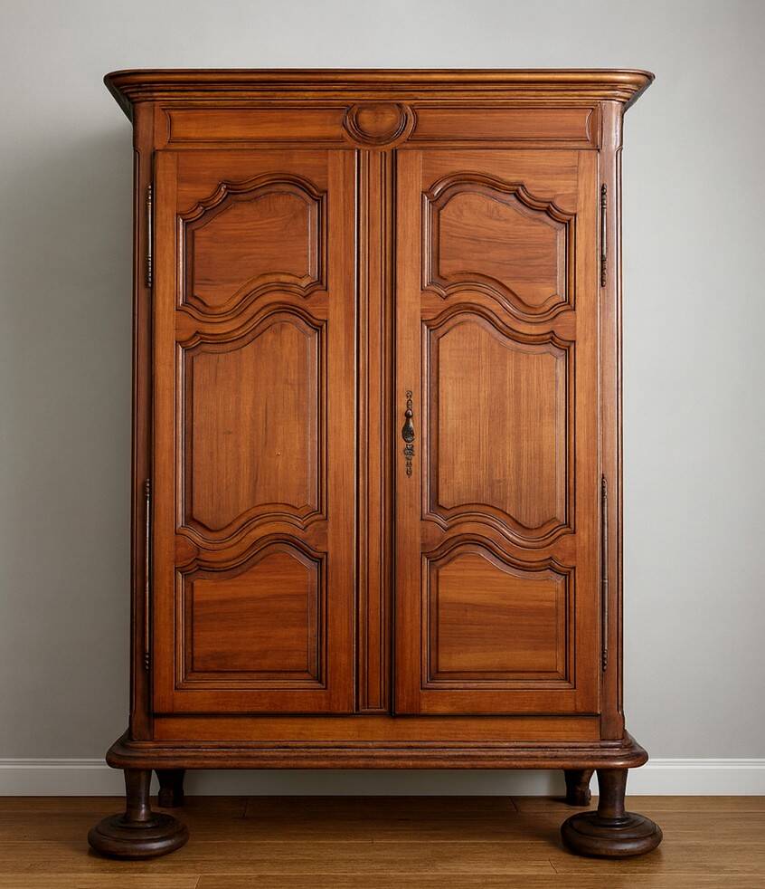 Burgundian wardrobe from the Louis XIII period in solid walnut.