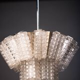 Vintage Austrolux Glass Chandelier: 1960s Mid-Century Modern Pendant Light