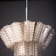 Vintage Austrolux Glass Chandelier: 1960s Mid-Century Modern Pendant Light
