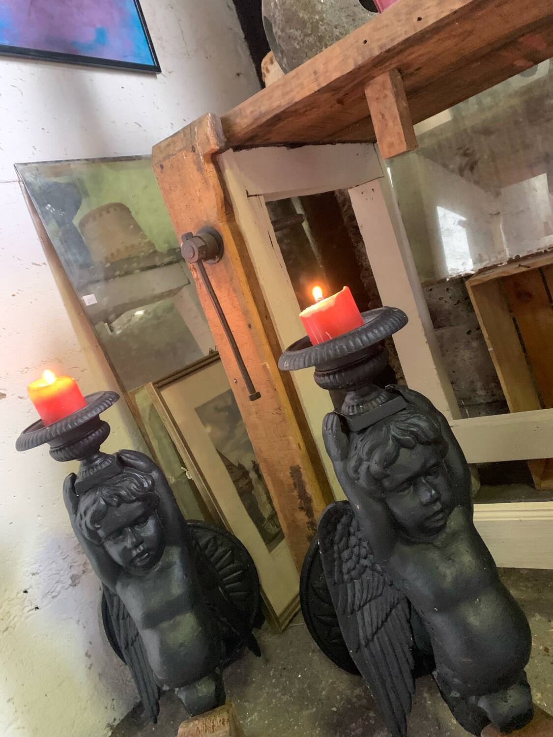 Pair of garden candlesticks