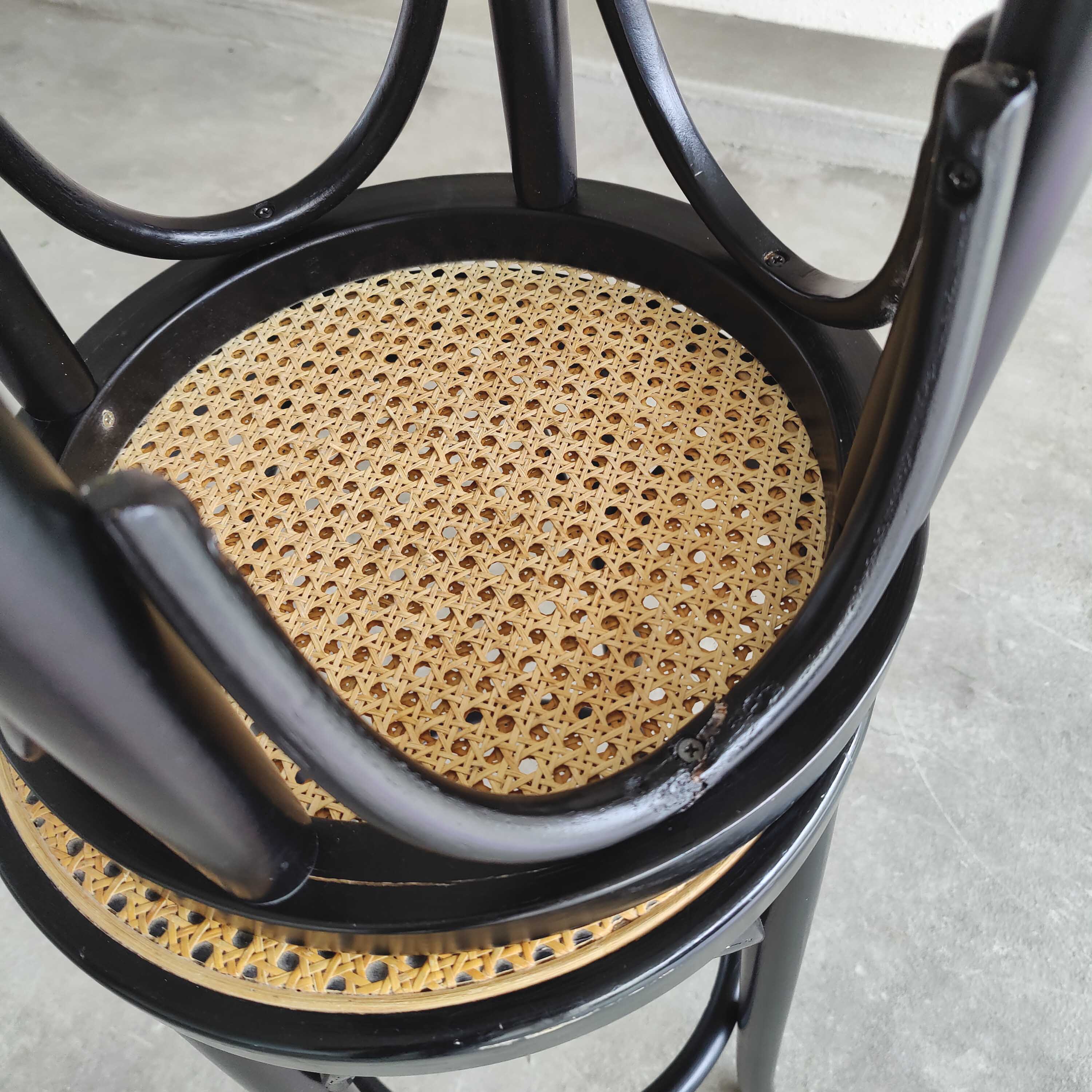 Pair of stools bistro wood and cannage
