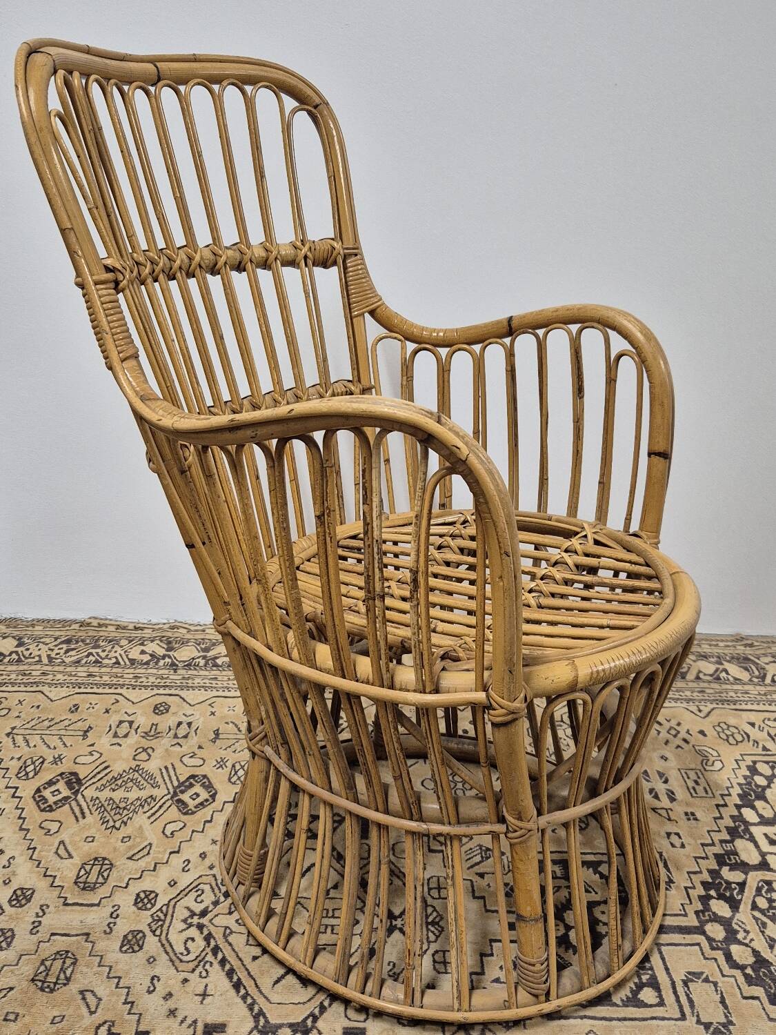 Fauteuil en Rotin Bambou vintage 1950s design -H85cm