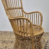 Fauteuil en Rotin Bambou vintage 1950s design -H85cm