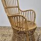 Fauteuil en Rotin Bambou vintage 1950s design -H85cm