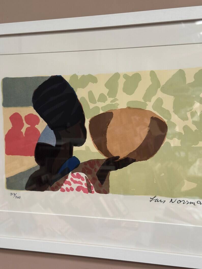 Original Swedish Color Lithograph – “Woman” by Lars Norrman – Signed