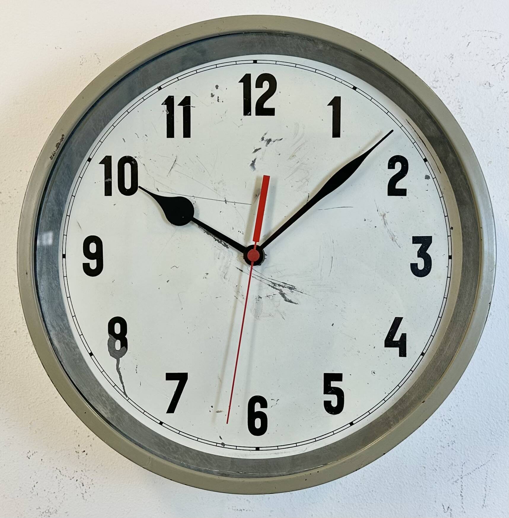 Grey Industrial Factory Wall Clock, 1950s