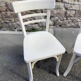 2 chaises viennoises en bois courbé blanc, 1950