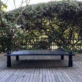 Brutalist black stained wood coffee table
