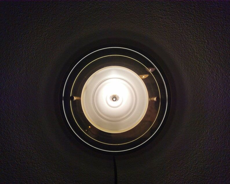 Applique vintage ronde en verre, années 80