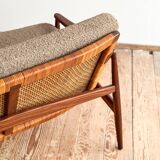 Mid Century Sofa par Hartmut Lohmeyer, teck et cannage