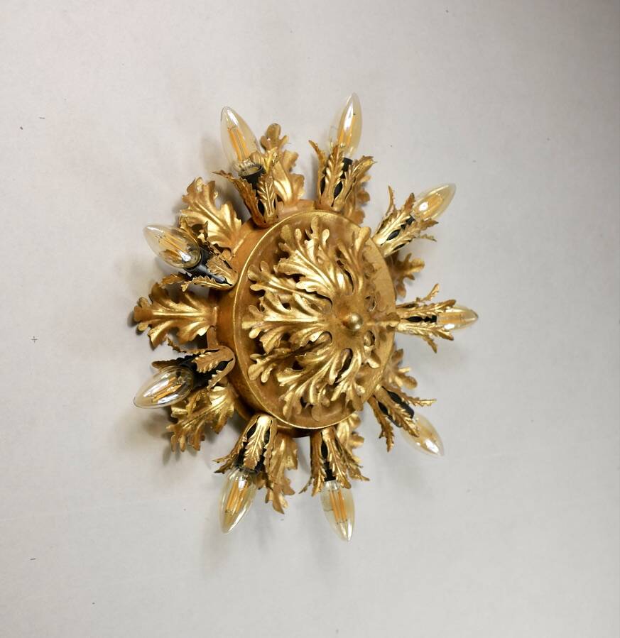 Italian gold wall or ceiling light, Banci Firenze, 1970s