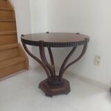Round table Art Deco mahogany veneer on a tulip-shaped base