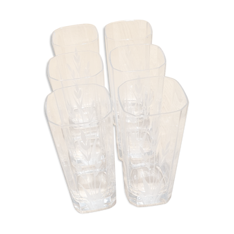 6 crystal glasses engraved ears