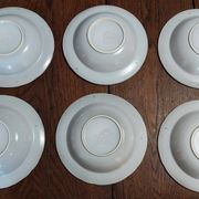 Assiettes creuses série de six grès Niderviller décor Cassandre XXème