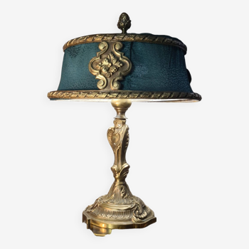 Lampe style Rocaille en bronze massif, 1900-1930