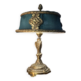 Lampe style Rocaille en bronze massif, 1900-1930