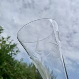 Set of 12 large vintage champagne flutes - frosted glass plant decor