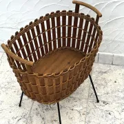 Vintage bamboo and wicker planter basket