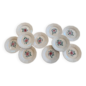 Lot de 10 assiettes peintes - main