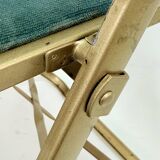 Ancien paire de chaises pliantes chaisor - métal & velours - vintage 60's 70's