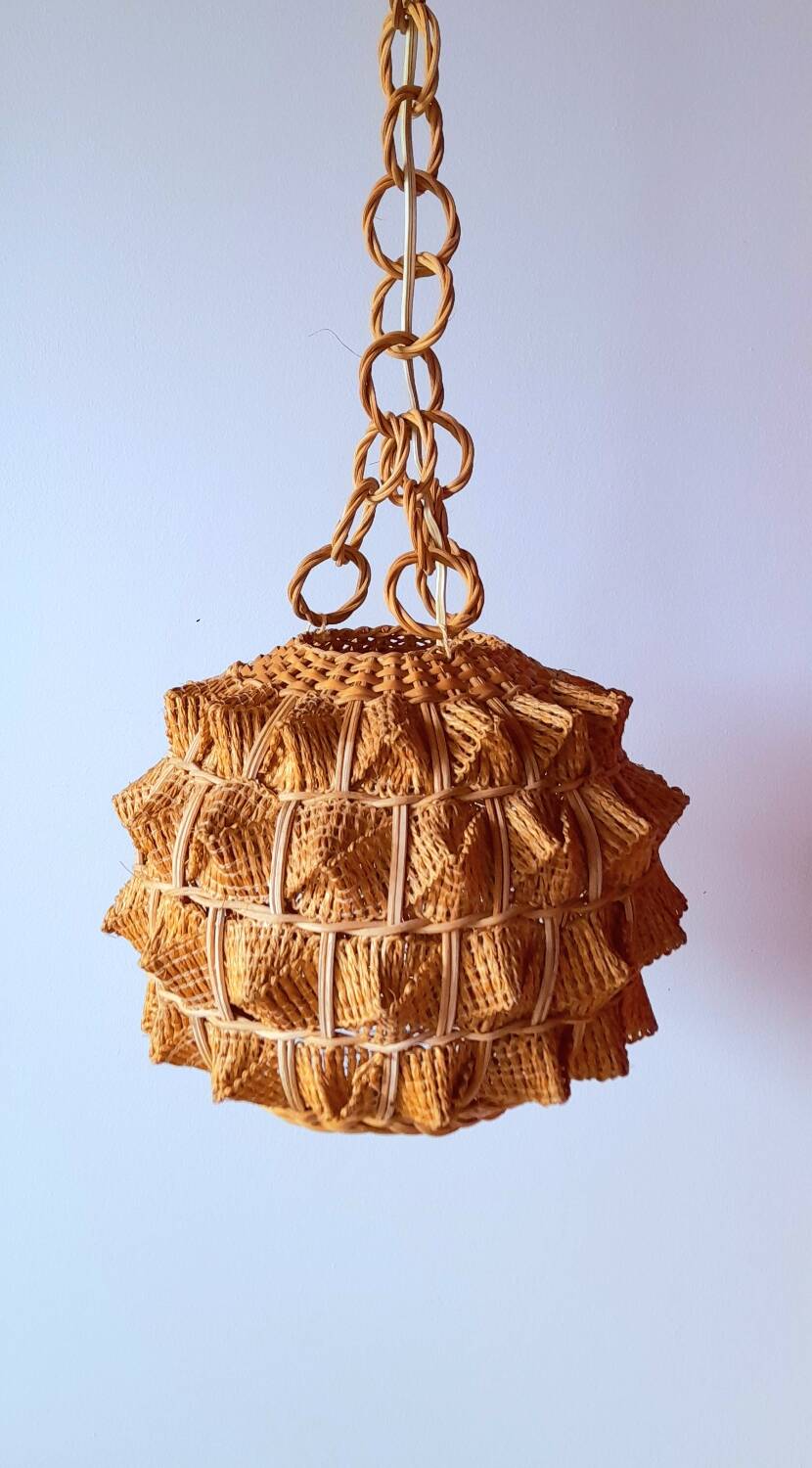 Scandinavian hanging rope and rattan 60s