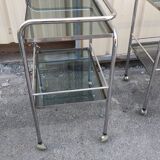 Paire de tables d'appoint design mm en chrome et verre