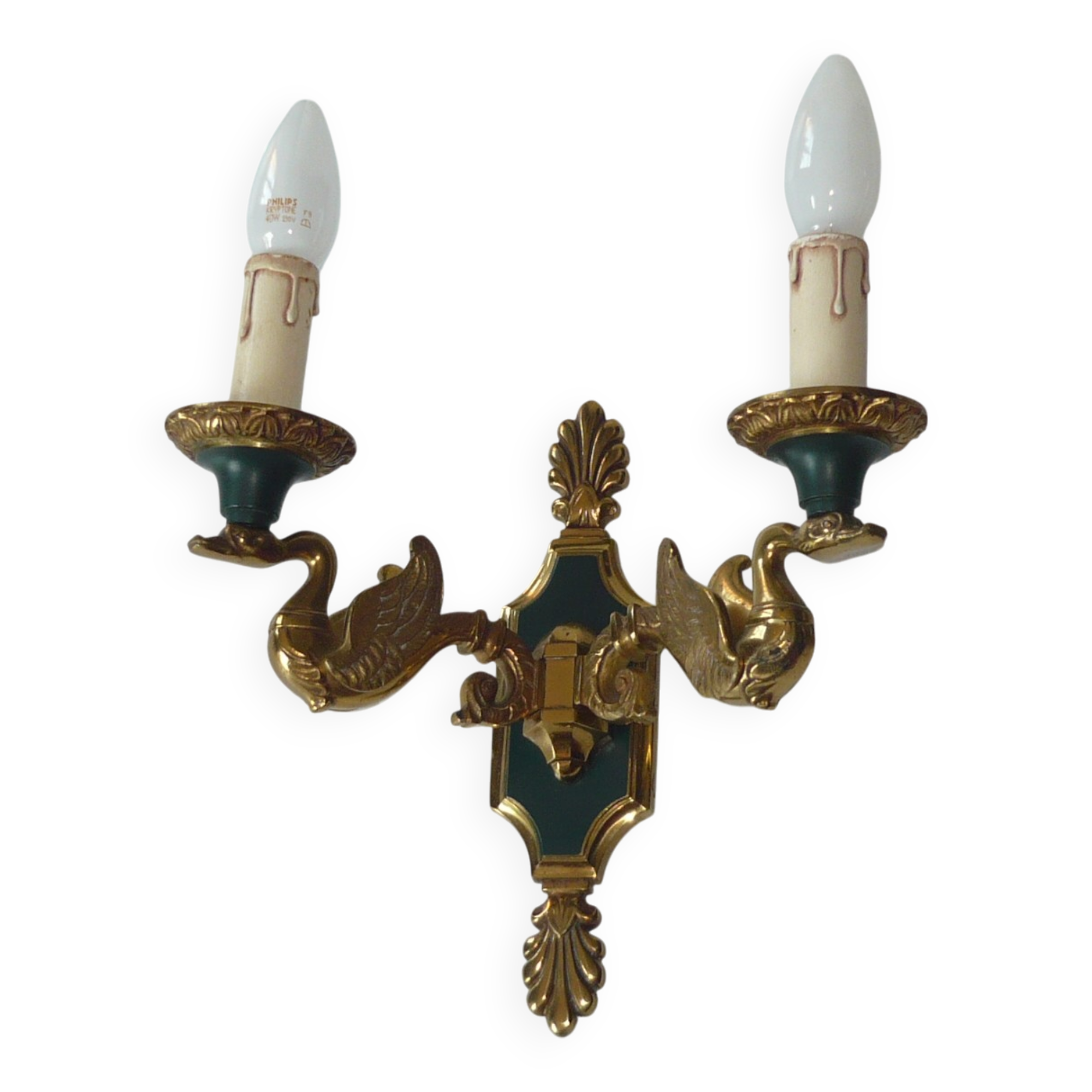 Empire lucien gau style gilt bronze wall lamp