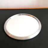 Set of 3 round mirrored trays, metal strapping, 1950/60
