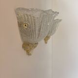 Paire d'appliques vintage moulé pressé, verre de Murano, Italie, 1980