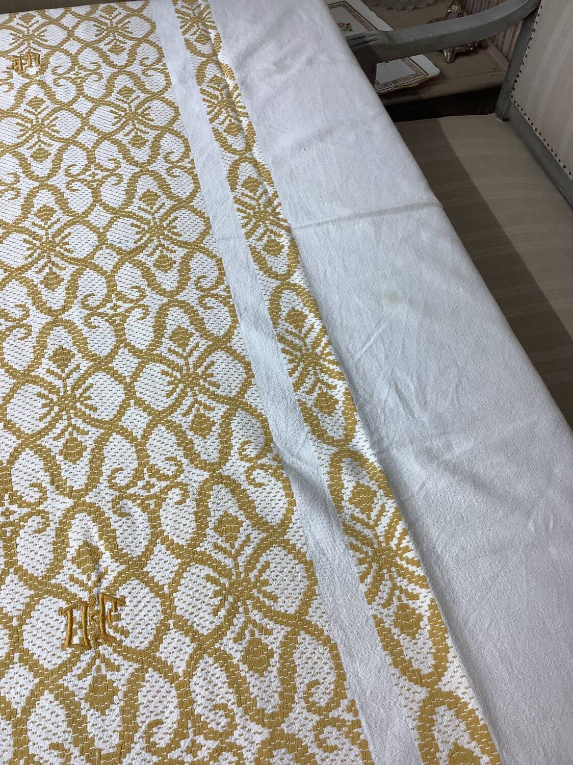 Vintage tablecloth and monogram napkins