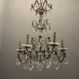 Antique Italian Silver Crystal Chandelier, 1940s