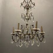 Antique Italian Silver Crystal Chandelier, 1940s