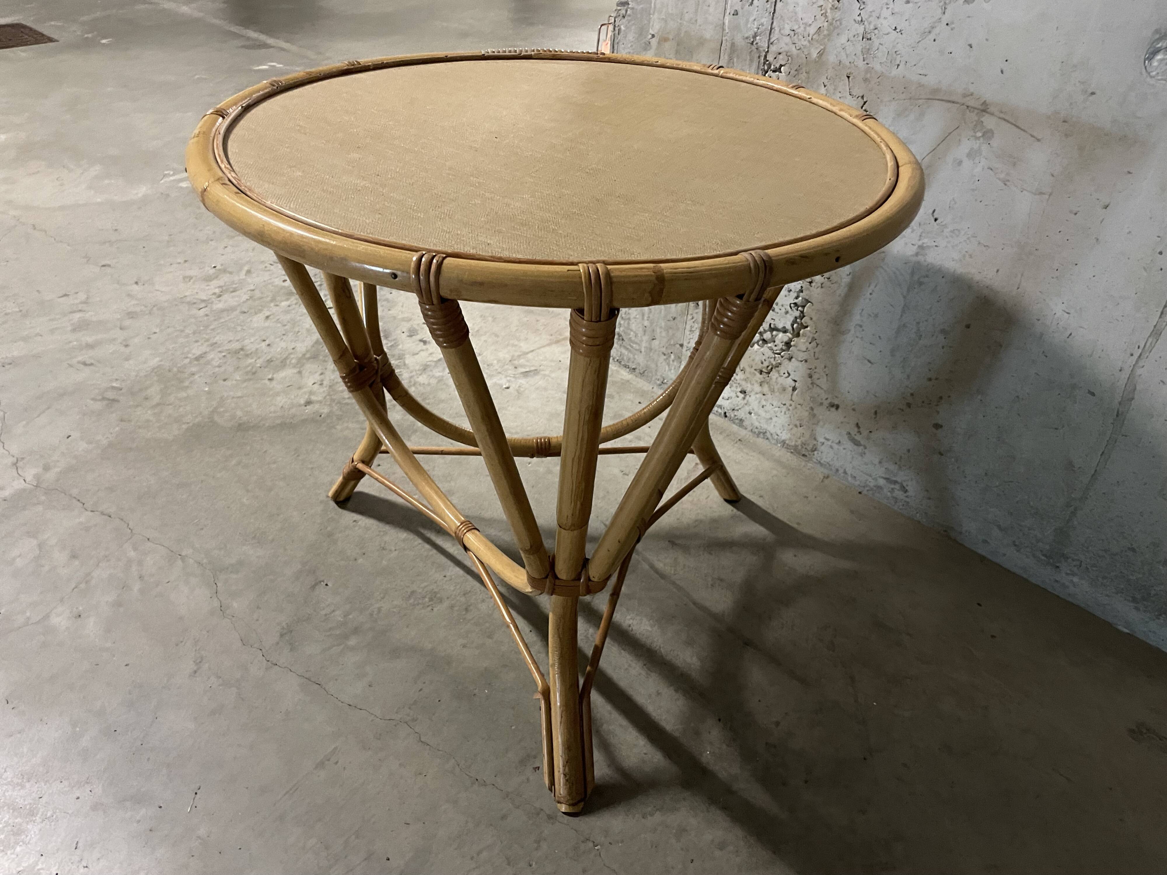 Rattan coffee table from the 70s